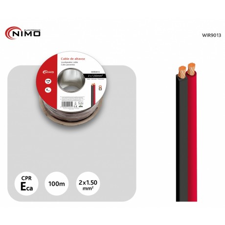 Rollo de cable de altavoz 2x1.50mm Rojo/Negro de 100m - WIR9013