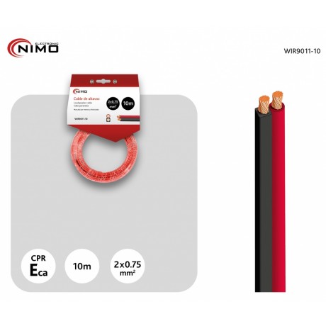 Cable de altavoz 2x0.75mm Rojo/Negro de 10m - WIR9011-10