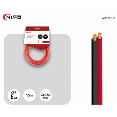 Cable de altavoz 2x1.50mm Rojo/Negro de 10m - WIR9013-10