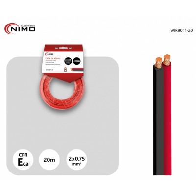Cable de altavoz 2x0.75mm Rojo/Negro de 20m - WIR9011-20