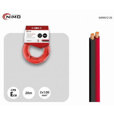 Cable de altavoz 2x1.00mm Rojo/Negro de 20m - WIR9012-20