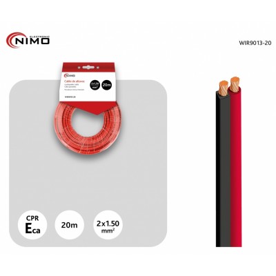 Cable de altavoz 2x1.50mm Rojo/Negro de 20m - WIR9013-20