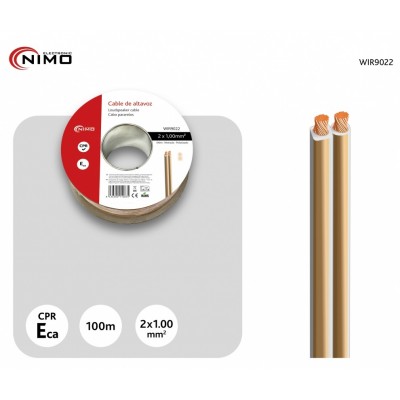 Rollo de cable de altavoz 2x1.00mm Transparente polarizado de 100m - WIR9022
