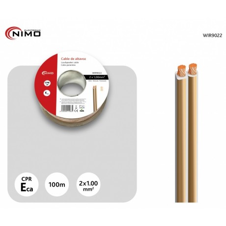 Rollo de cable de altavoz 2x1.00mm Transparente polarizado de 100m - WIR9022