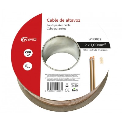 Rollo de cable de altavoz 2x1.00mm Transparente polarizado de 100m - WIR9022