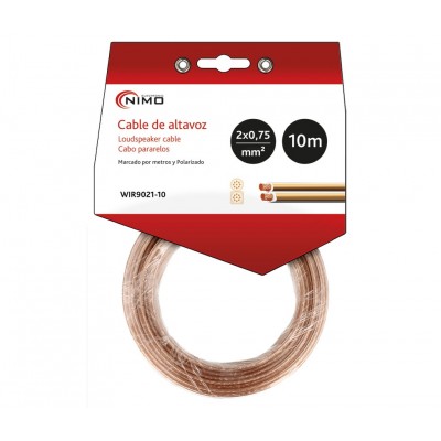 Cable de altavoz 2x0.75mm Transparente polarizado de 10m - WIR9021-10