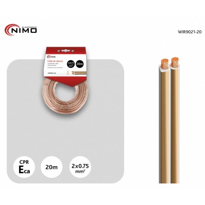 Cable de altavoz 2x0.75mm Transparente polarizado de 20m - WIR9021-20