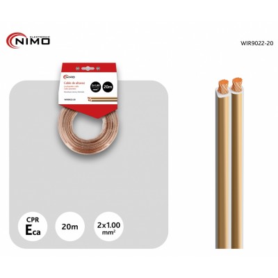 Cable de altavoz 2x1.00mm Transparente polarizado de 20m - WIR9022-20