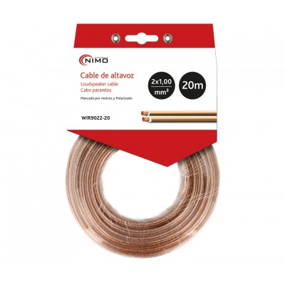 Cable de altavoz 2x1.00mm Transparente polarizado de 20m - WIR9022-20