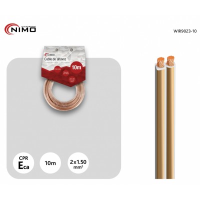 Cable de altavoz 2x1.50mm Transparente polarizado de 10m - WIR9023-10