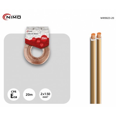 Cable de altavoz 2x1.50mm Transparente polarizado de 20m - WIR9023-20