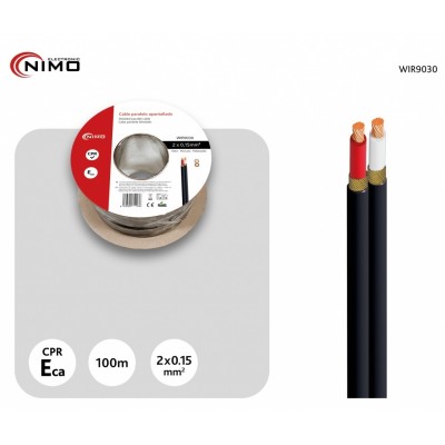 Rollo de cable paralelo 2 hilos apantallados 100m - WIR9030