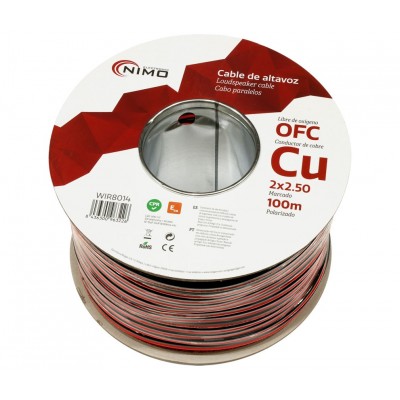 Cable altavoz Cobre Libre Oxígeno Rojo-Negro, 100m - WIR8014