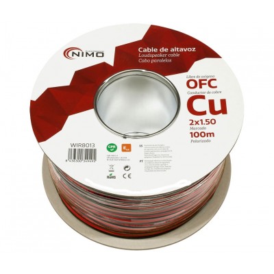 Cable altavoz Cobre Libre Oxígeno Rojo-Negro, 100m - WIR8013