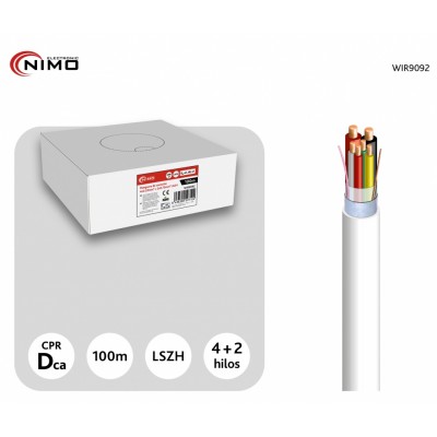 Rollo de Cable para alarma y portero libre de Halógenos LSZH y CPR, 100M - WIR9092