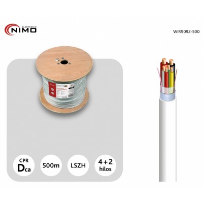 Rollo de Cable para alarma y portero libre de Halógenos LSZH y CPR, 500M - WIR9092-500