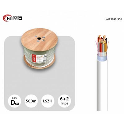 Rollo de Cable para alarma y portero libre de Halógenos LSZH y CPR, 500M - WIR9093-500