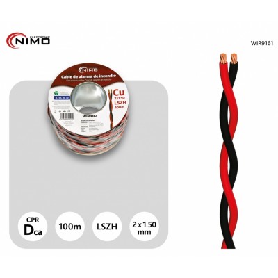 Rollo de Cable trenzado para alarma de incendio LSZH, Cobre 100m - WIR9161