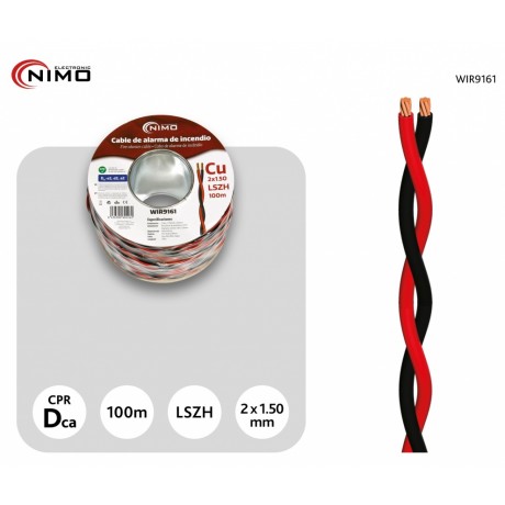Rollo de Cable trenzado para alarma de incendio LSZH, Cobre 100m - WIR9161