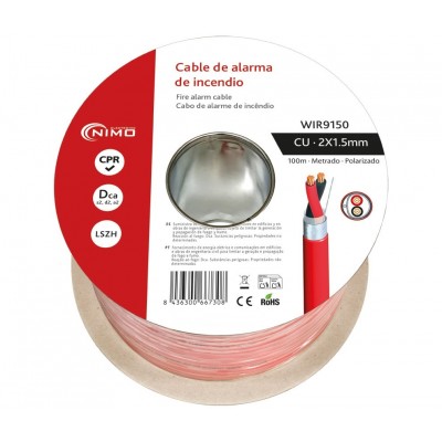 Rollo de Cable blindado alarma e incendios LSZH, Cobre 100M - WIR9150