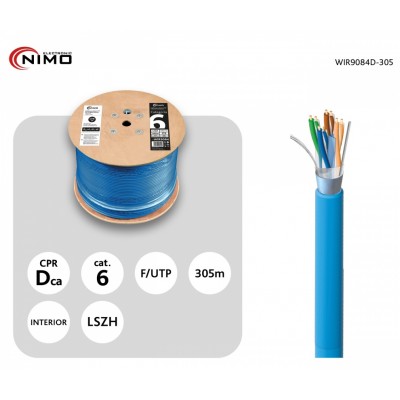 WIR9084D-305 - Cable datos F/UTP CU Cat.6 AWG23 LSZH int., azul 305m