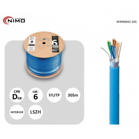 WIR9084D-305 - Cable datos F/UTP CU Cat.6 AWG23 LSZH int., azul 305m