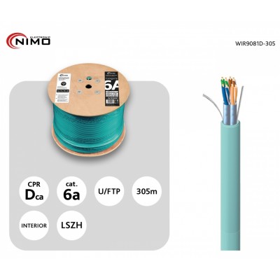 WIR9081D-305 - Cable datos U/FTP CU Cat.6A AWG23 LSZH interior, turquesa