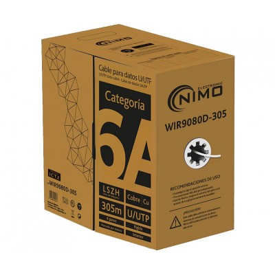 WIR9080D-305 - Cable datos U/UTP CU Cat.6a AWG23 LSZH int., blanco 305m
