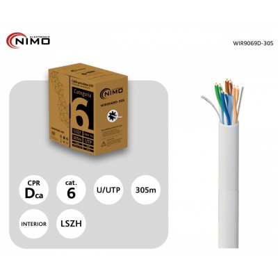 WIR9069D-305 - Cable datos U/UTP CU Cat.6 AWG23 LSZH int., blanco 305m