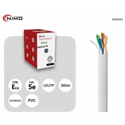 Cable para Datos Cat.5e UTP rígido interior AWG24 305m Bobina - WIR9042