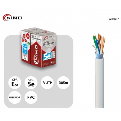 Cable para Datos FTP Cat.5e rígido Libre de Plomo 305m, Bobina - WIR9077