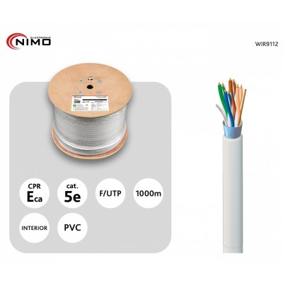 Cable para Datos FTP Cat.5e rígido Libre de Plomo 1000m, Carrete de madera - WIR9112