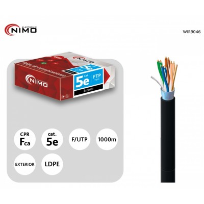 Cable para Datos FTP Cat.5e exterior rígido 100m, Bobina - WIR9046