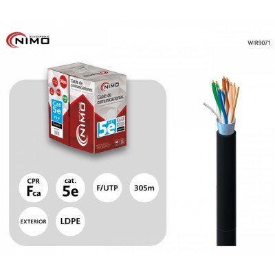 Cable para Datos FTP Cat.5e exterior rígido 305m, Bobina - WIR9071