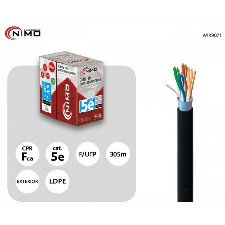 Cable para Datos FTP Cat.5e exterior rígido 305m, Bobina - WIR9071