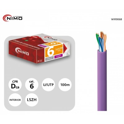 Cable para Datos UTP Cat.6 interior libre de Halógenos LSZH 100m, Carrete en Caja - WIR9068