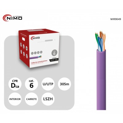 Cable para Datos UTP Cat.6 interior libre de Halógenos LSZH 305m, Carrete interno - WIR9049
