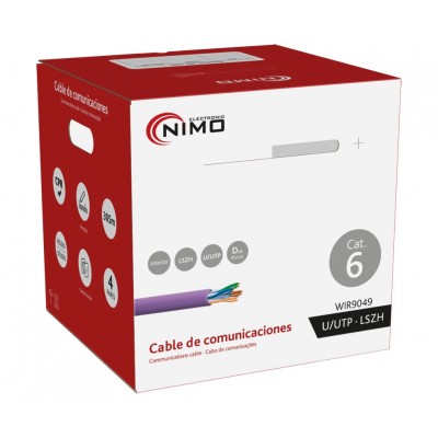 Cable para Datos UTP Cat.6 interior libre de Halógenos LSZH 305m, Carrete interno - WIR9049