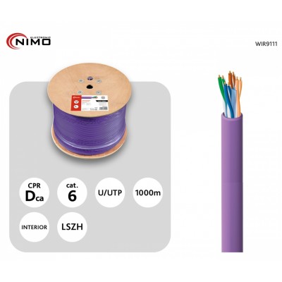 Cable para Datos UTP Cat.6 interior libre de Halógenos LSZH 1000m, Carrete de madera - WIR9111