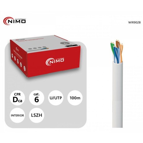 Cable para Datos Cat.6 UTP rígido interior AGW LSZH 100m Caja - WIR9028