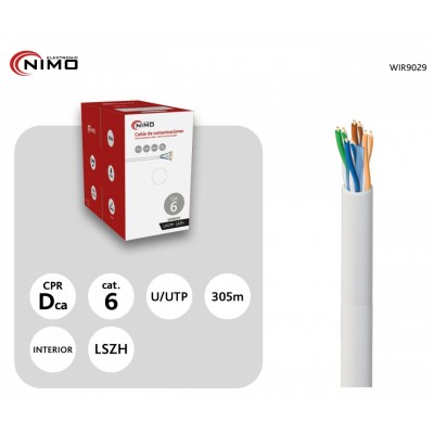 Cable para Datos Cat.6 UTP rígido interior AGW LSZH 305m Caja - WIR9029