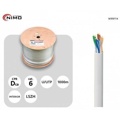 Cable para Datos Cat.6 UTP CCA rígido interior AGW LSZH 1000m Carrete - WIR9114