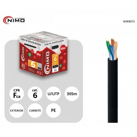 Cable para Datos UTP Cat.6e exterior rígido 305m, Carrete interno - WIR9073