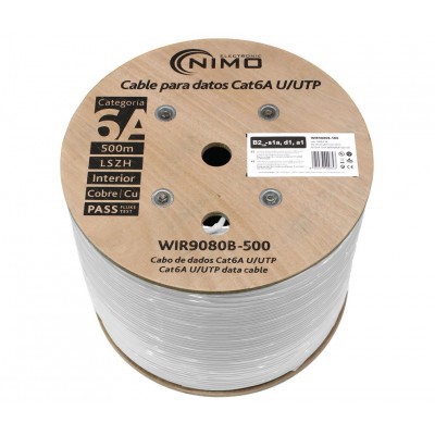 Cable datos U/UTP CU Cat.6a AWG23 LSZH inter., blanco 500m - WIR9080B-500