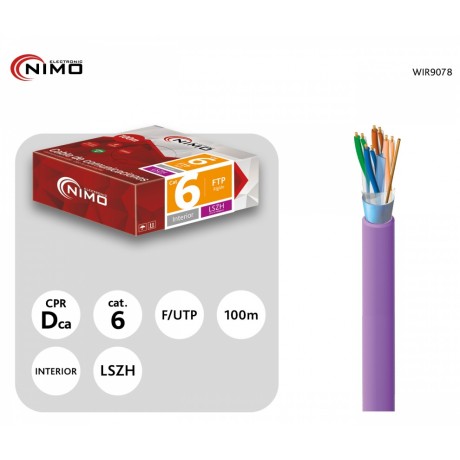 Cable para Datos FTP Cat.6 rígido interior 100m, Bobina - WIR9078