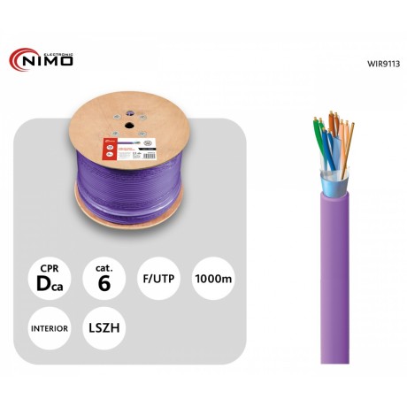 Cable para Datos FTP Cat.6 rígido interior 1000m, Carrete de madera - WIR9113