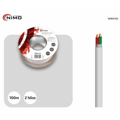 Rollo de cable telefónico redondo 2 hilos 100m, Blanco - WIR9140