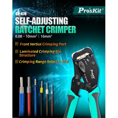 CP-470 - Crimpadora de punteras para cables eléctricos de Proskit