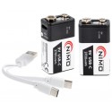 Baterías de Li-Ion 9V LR61 recargables por USB-C BAT512