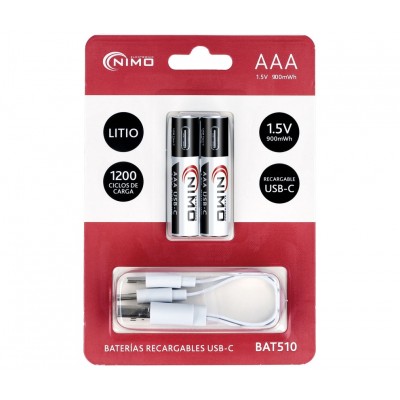 Batería de Li-Ion 1,5V AAA recargable por USB-C BAT510